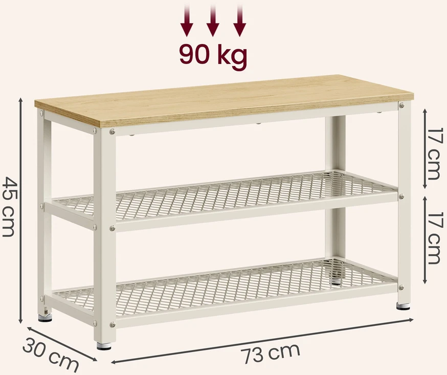 Songmics Batų suoliukas 30 x 73 x 45 cm