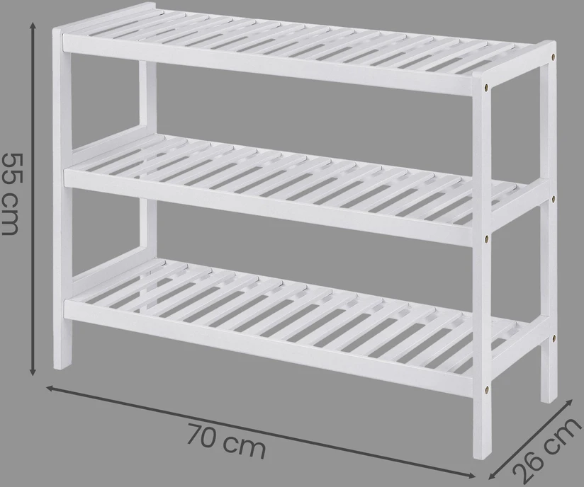 Songmics Bambukinė batų lentyna 70x55x26 cm balta