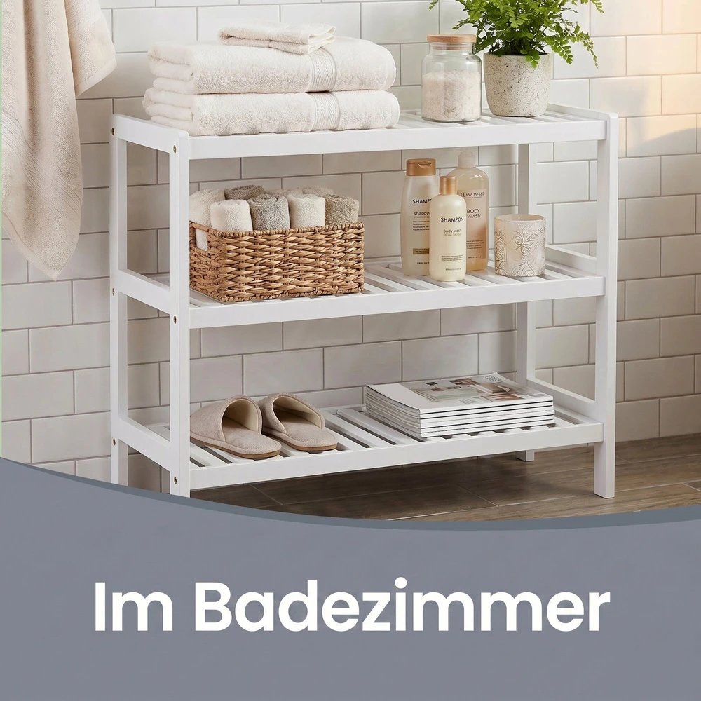 Songmics Bambukinė batų lentyna 70x55x26 cm balta