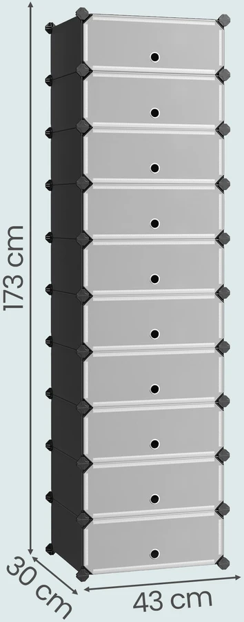 SONGMICS modulinė lentyna su 10 skyrių, juoda, 173 cm