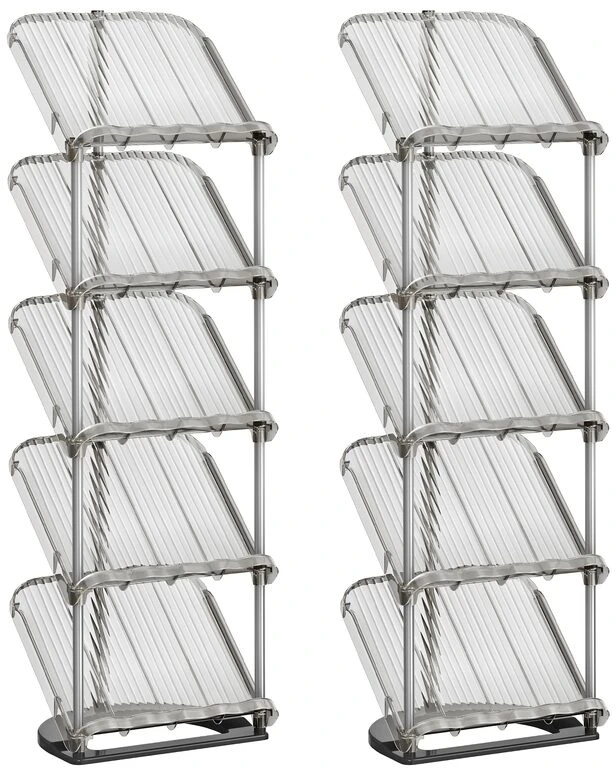 Songmics Batų lentyna su įstrižais laikikliais 24,5 x 28,4 x 102,5 cm pilka