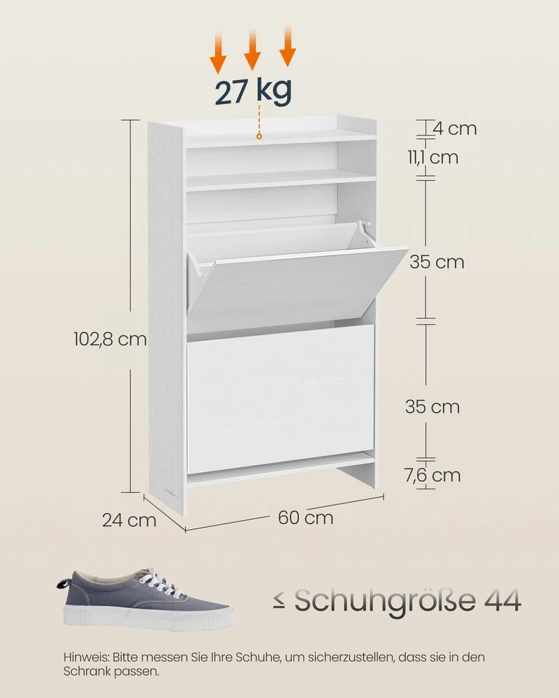 Songmics Batų spintelė 24 x 60 x 102,8 cm
