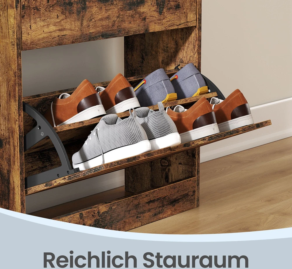 Songmics Batų spintelė 3 skyrių 24x60x139 cm ruda