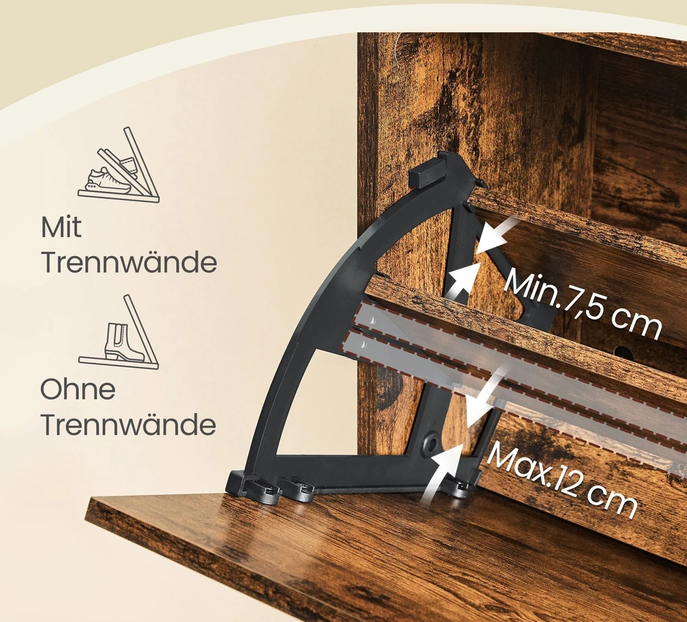 Songmics Batų spinta VASAGLE, 60 x 24 x 102 cm, 2 skyriai