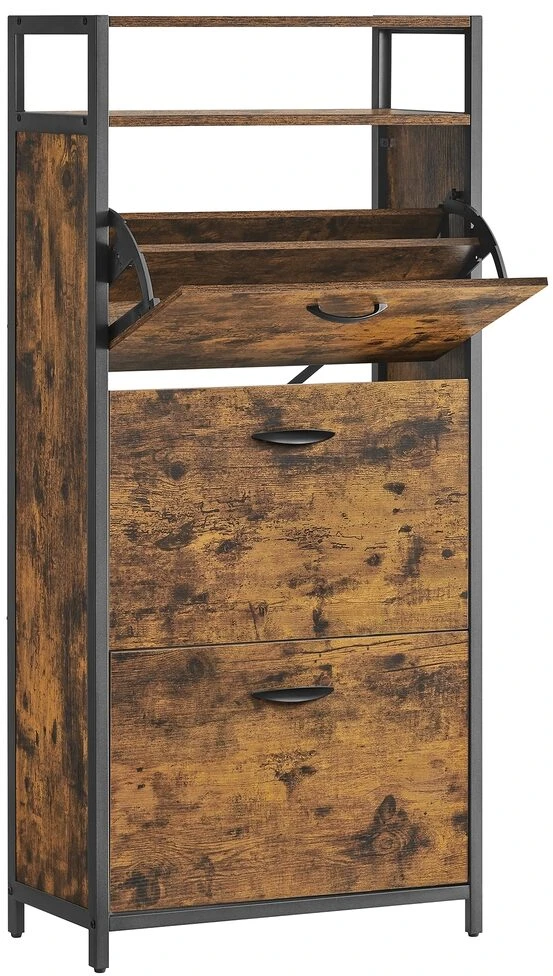 Songmics VASAGLE batų spintelė su 3 atverčiamais skyriais, 60 × 30 × 130 cm, LBS101B01
