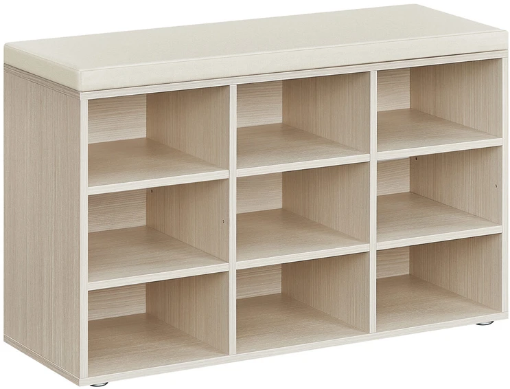 Songmics Vasagle Batų lentyna su sėdyne 30,3 x 78,5 x 48 cm natūralios smėlio spalvos