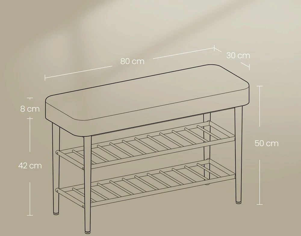 Songmics Batų suolelis EKHO 30x80x50 cm, juodas