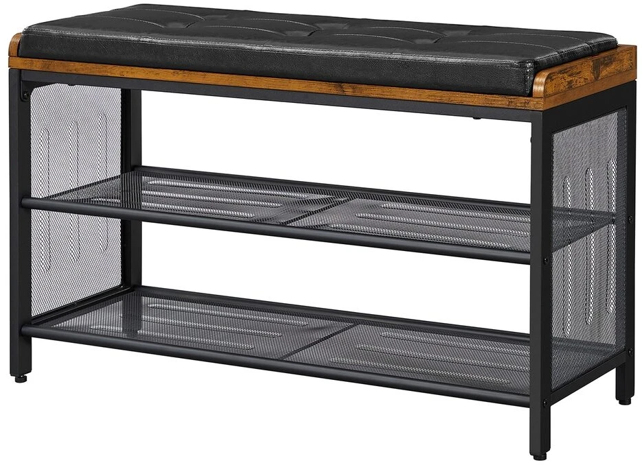 Songmics Batų suoliukas VASAGLE 80x30x48 cm medžio drožlių plokštė ir plienas