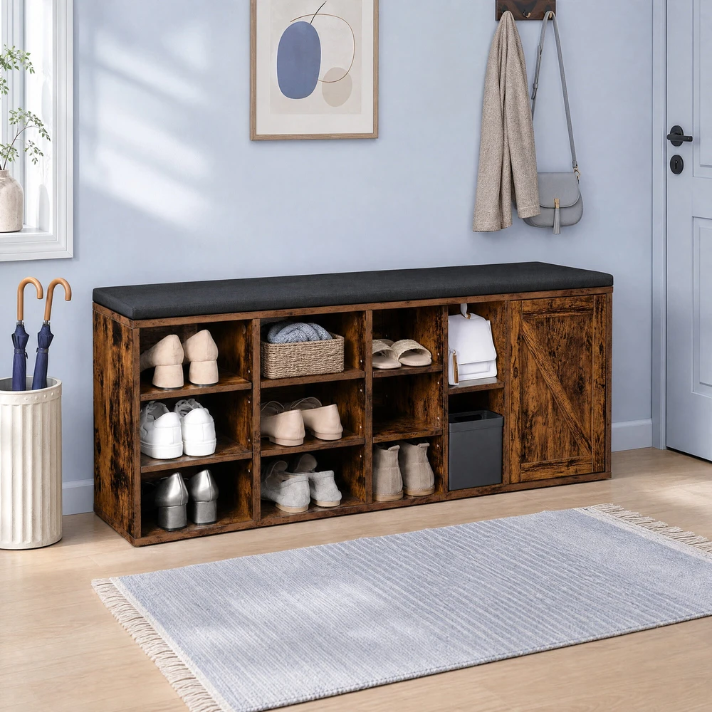Songmics Batų suolelis VASAGLE 110x30x48 cm su 9 skyreliais
