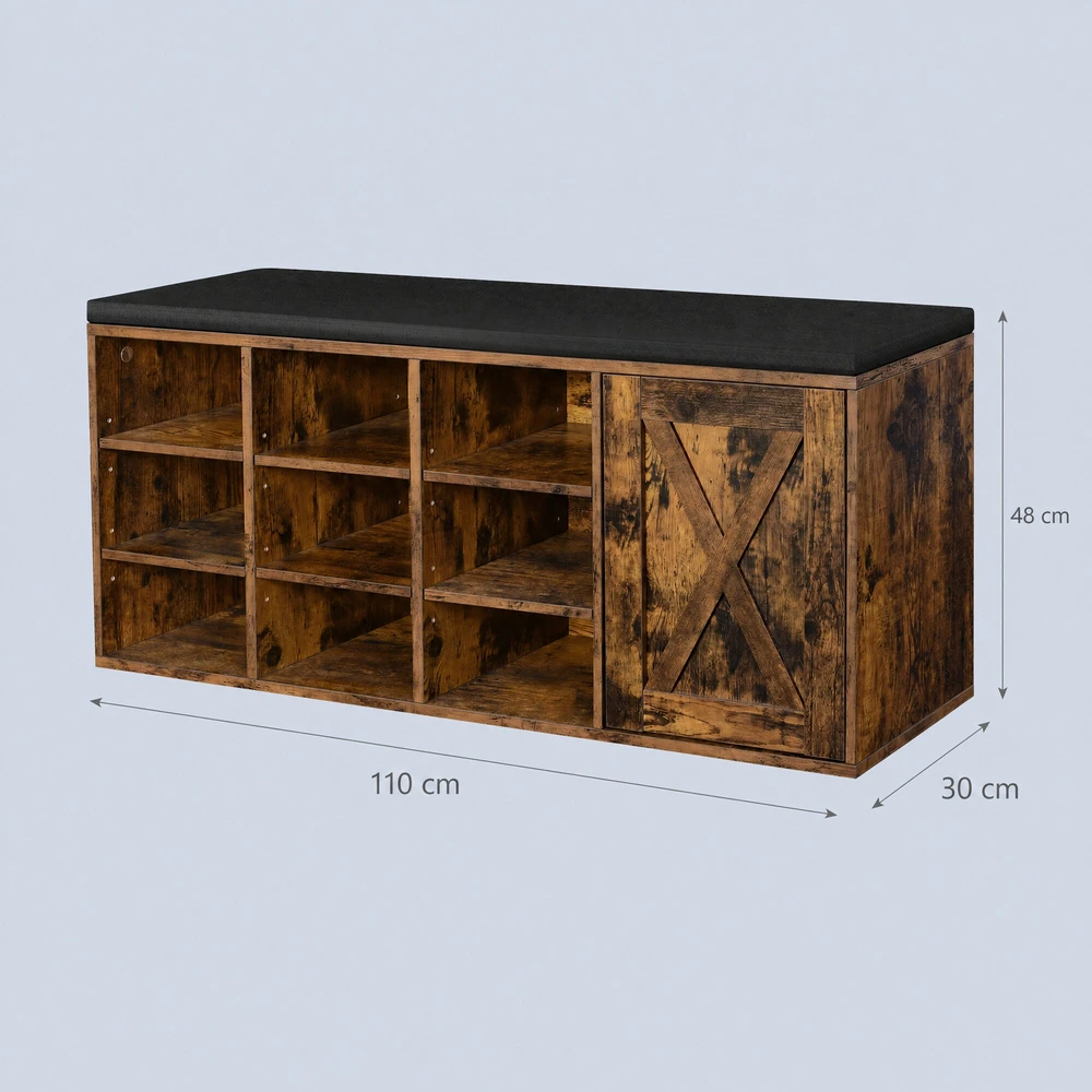 Songmics Batų suolelis VASAGLE 110x30x48 cm su 9 skyreliais