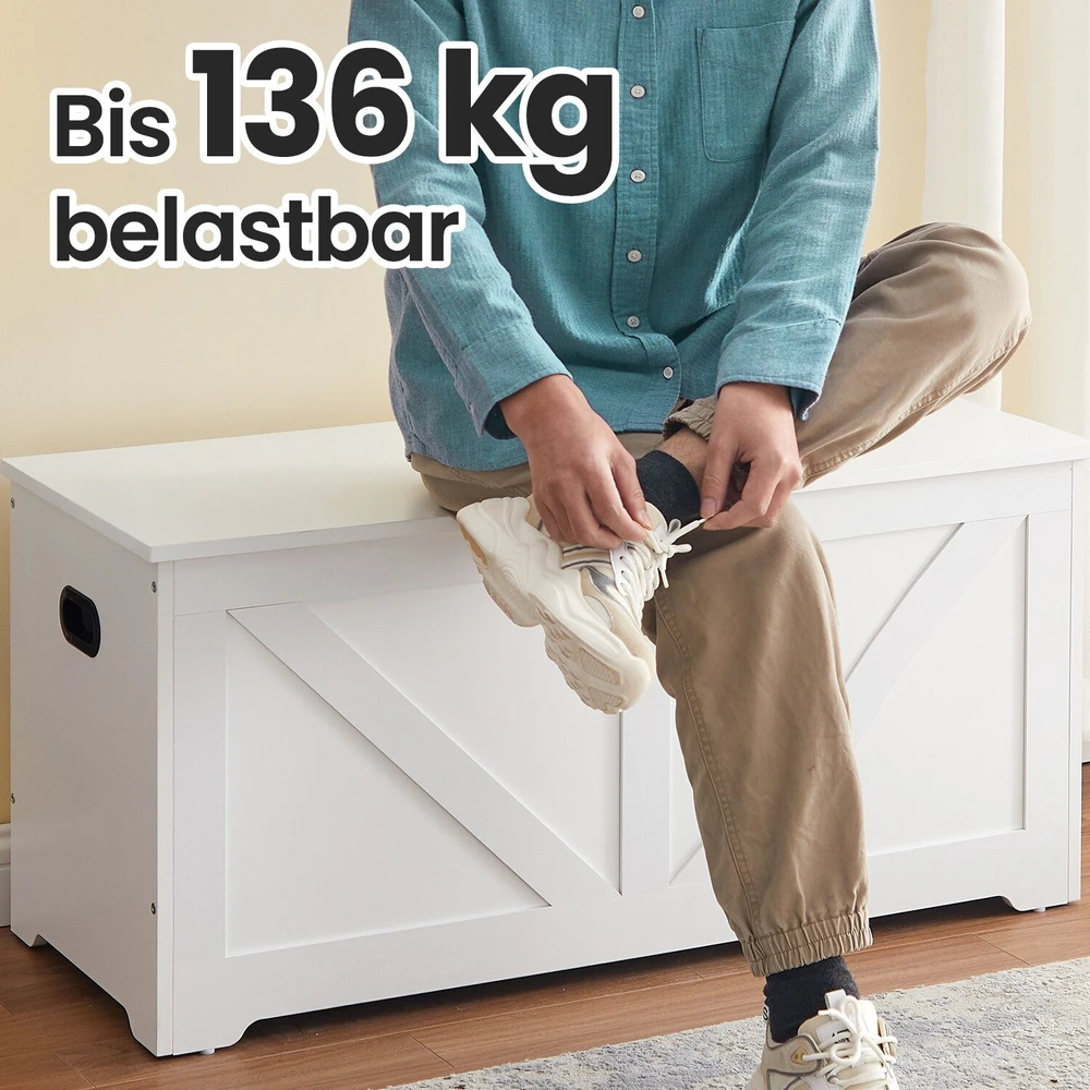 Songmics VASAGLE batų suolas su saugojimo vieta prieškambariui, matinis baltas