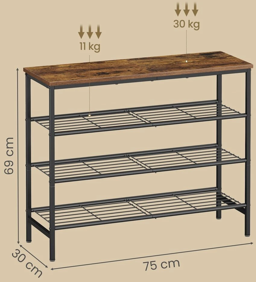 Songmics Batų suoliukas 30 x 75 x 69 cm
