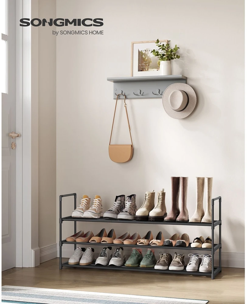Songmics 3 lygių metalinė batų lentyna 30 x 116 x 55 cm, sukraunama viena ant kitos