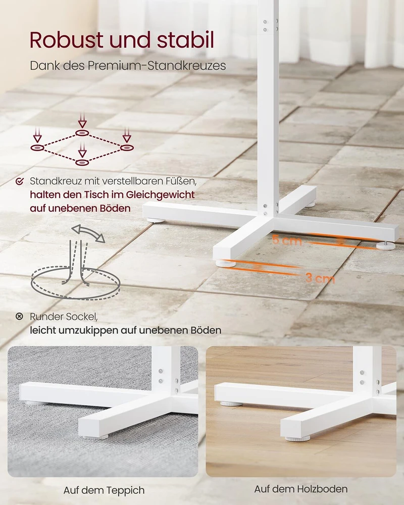 Songmics Vasagle Apvalus baro stalas 60 x 60 x 104,5 cm sniego baltumo