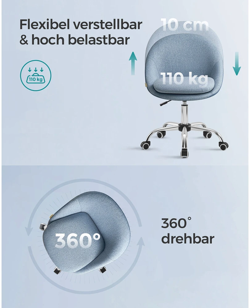 Songmics Sukamoji kėdė mėlyna