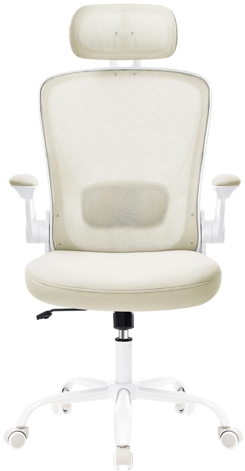 Songmics Ergonominė biuro kėdė su tinkleliu, kapučino spalvos