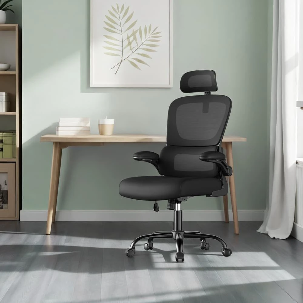 Songmics Ergonomiška biuro kėdė su tinkliniu atlošu ir porankiais