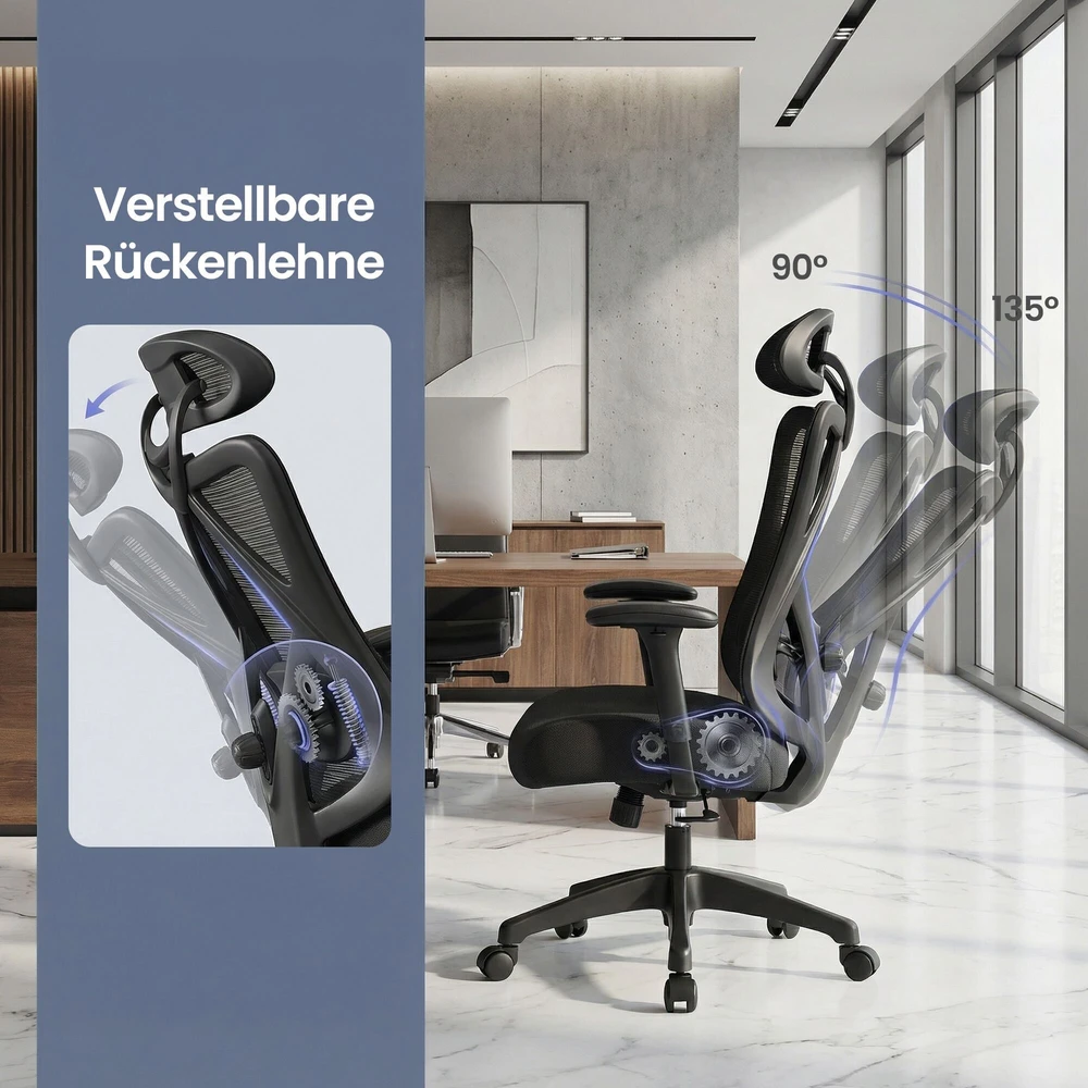 Biuro kėdė SONGMICS juoda 115-125 cm