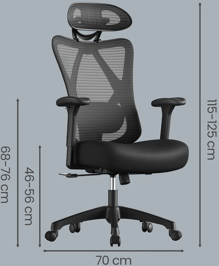 Biuro kėdė SONGMICS juoda 115-125 cm