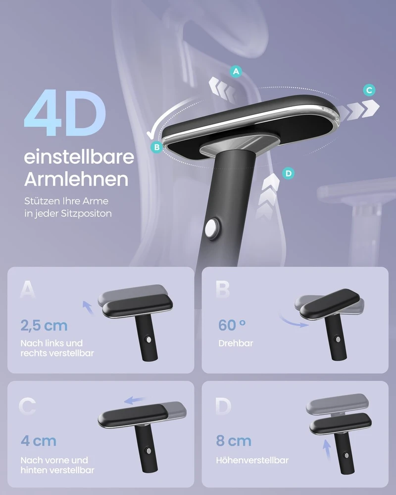 Songmics Ergonomiška biuro kėdė su reguliuojama atrama