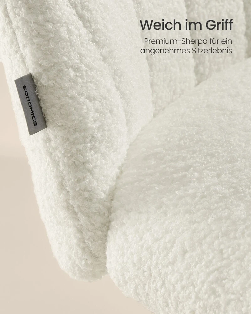 Songmics Kėdė su Fleece Apmušalu Kreminės Spalvos