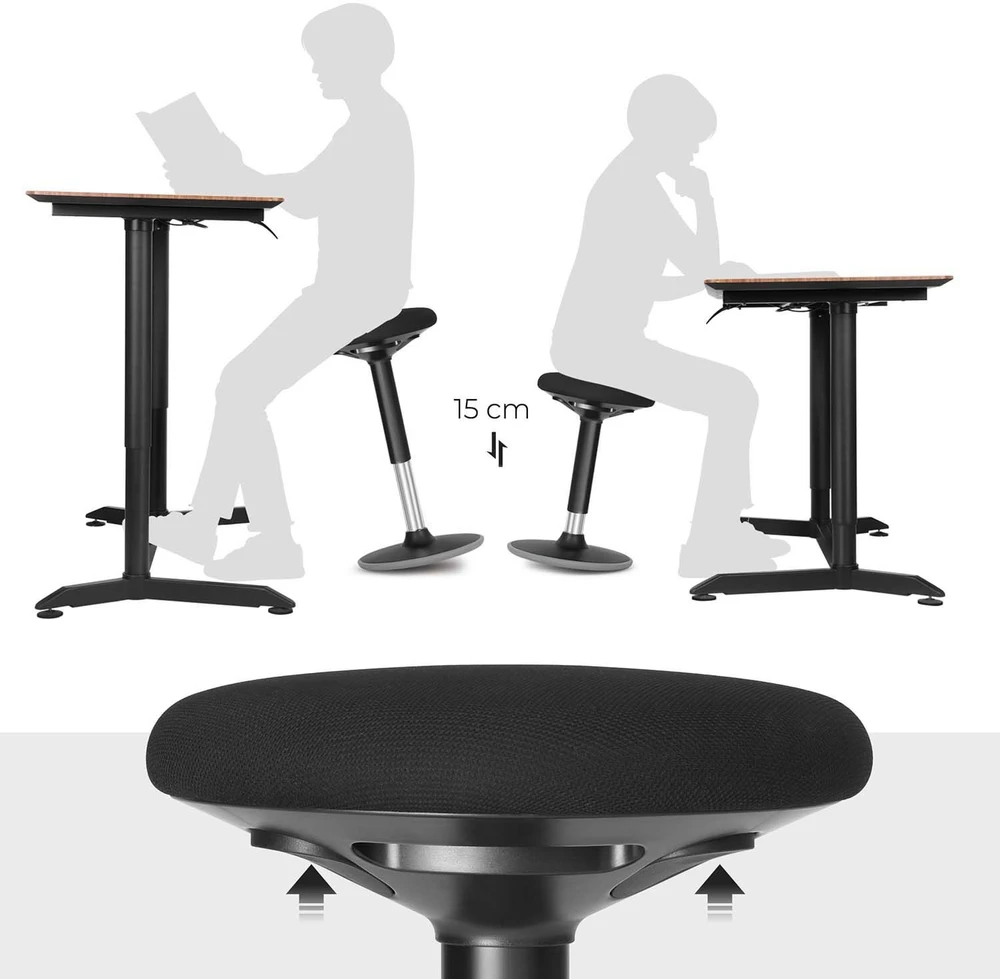 Songmics Darbo taburetė 50-65 cm juoda