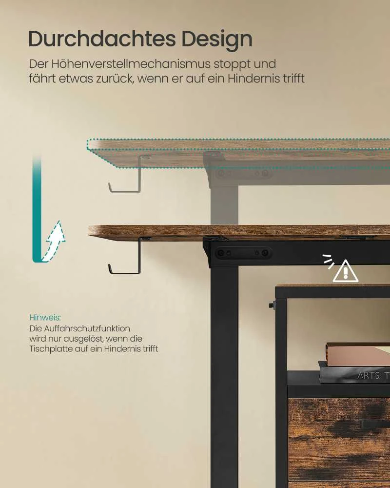 Songmics Reguliuojamo aukščio elektrinis stalas 60 x 120 x (72-120) cm