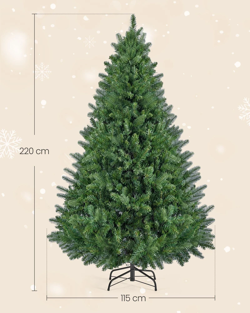 Songmics Dirbtinė Kalėdų eglutė 220 cm iš PVC su metaliniu stovu, žalia