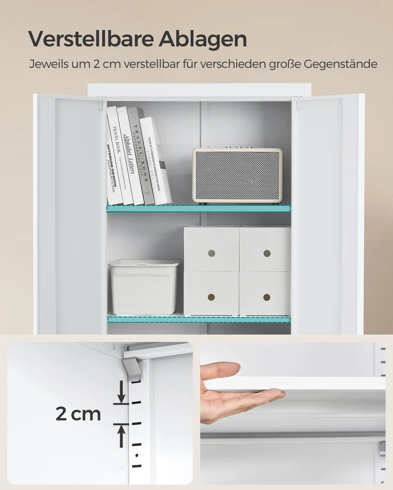 Songmics Dokumentų spinta 40 x 60 x 180 cm matinė balta