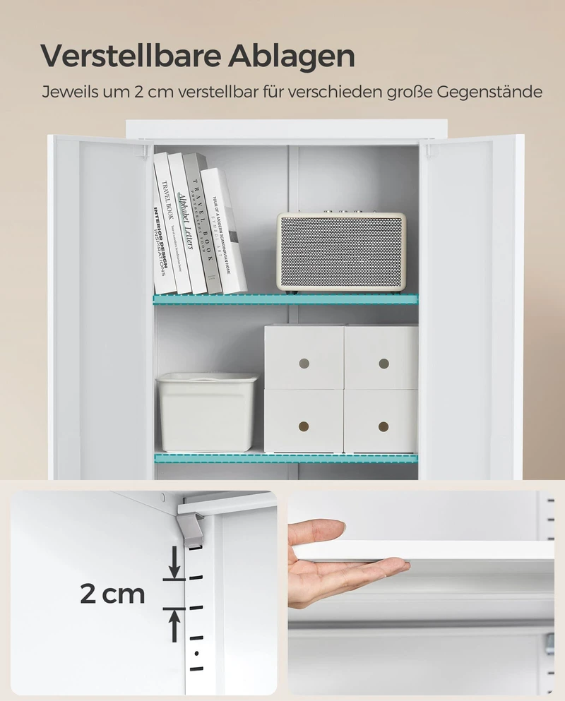 Songmics Dokumentų spinta 40 x 60 x 180 cm matinė balta