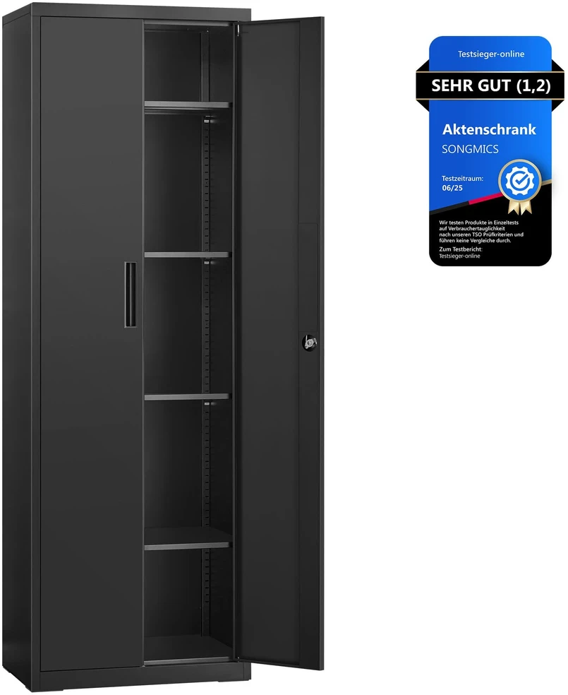 SONGMICS archyvinė spinta su 5 lygiais 40 x 60 x 180 cm Matinė juoda