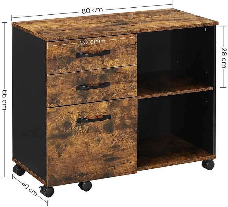 Songmics Dokumentų spintelė 80x40x66 cm Juoda medžio drožlių plokštė