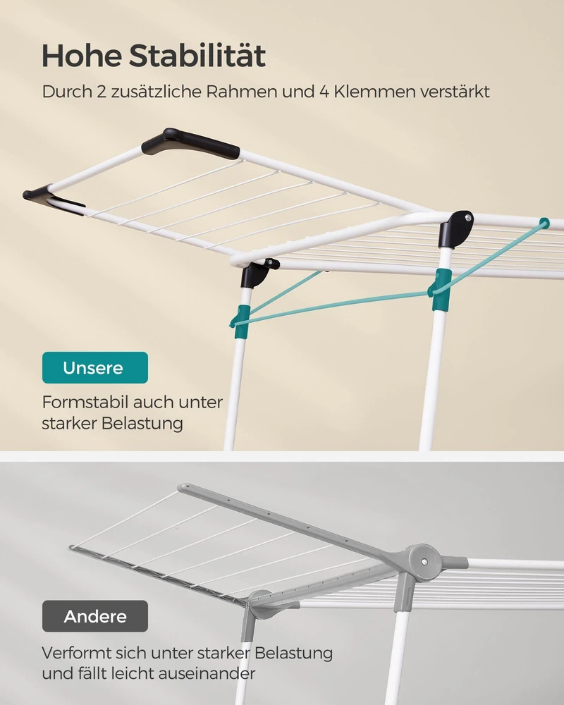 Songmics Skalbinių stovas su kojinių laikikliu metalinis pilkas