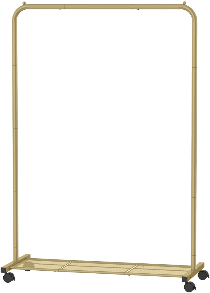 Songmics Drabužių stovas su lentyna 40,5 x 91 x 158 cm, auksinės spalvos