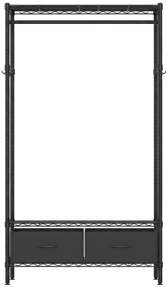 Songmics Drabužių kabykla su lentynomis 40x90x180 cm juoda