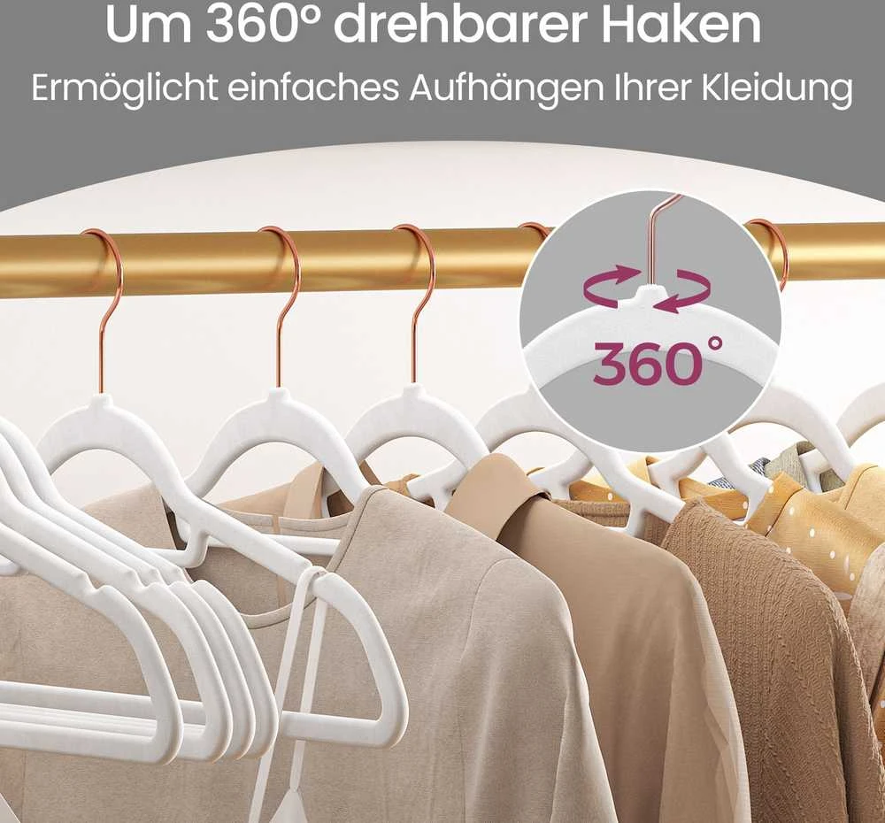 SONGMICS aksominiai drabužių pakabai, 50 vnt. rinkinys