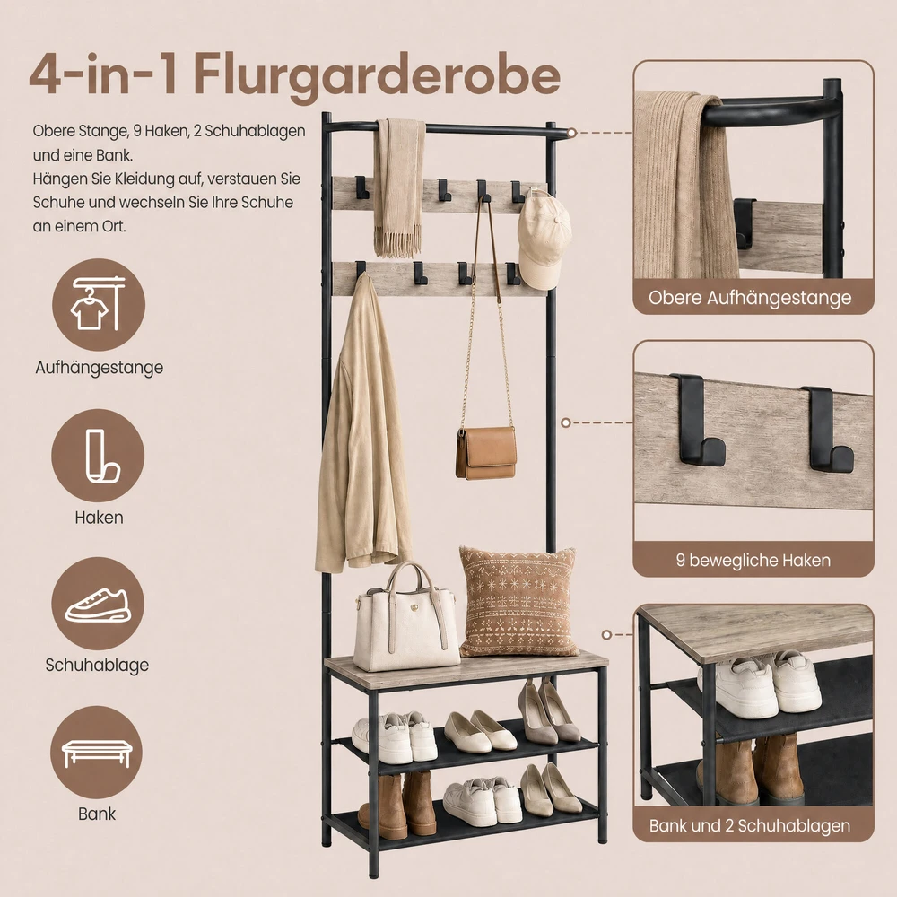 Songmics Kabykla su suoliuku 32,2x64x180 cm