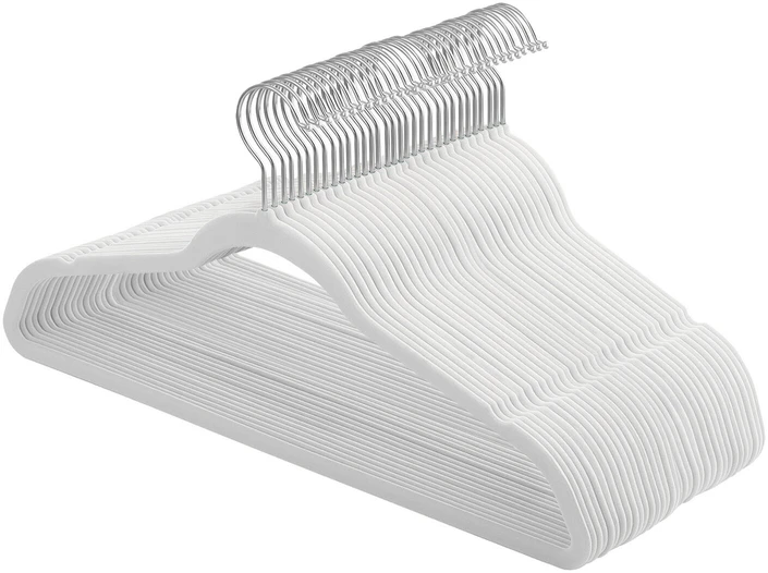 Songmics Drabužių pakabų rinkinys 30 baltos spalvos