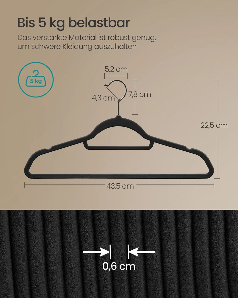 Songmics 50 kabyklų komplektas 43,5 cm ilgio juodos spalvos