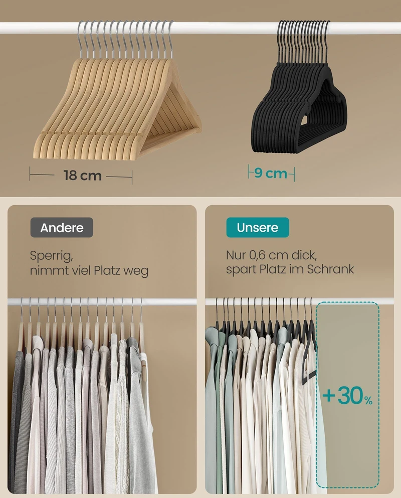 Songmics 50 kabyklų komplektas 43,5 cm ilgio juodos spalvos
