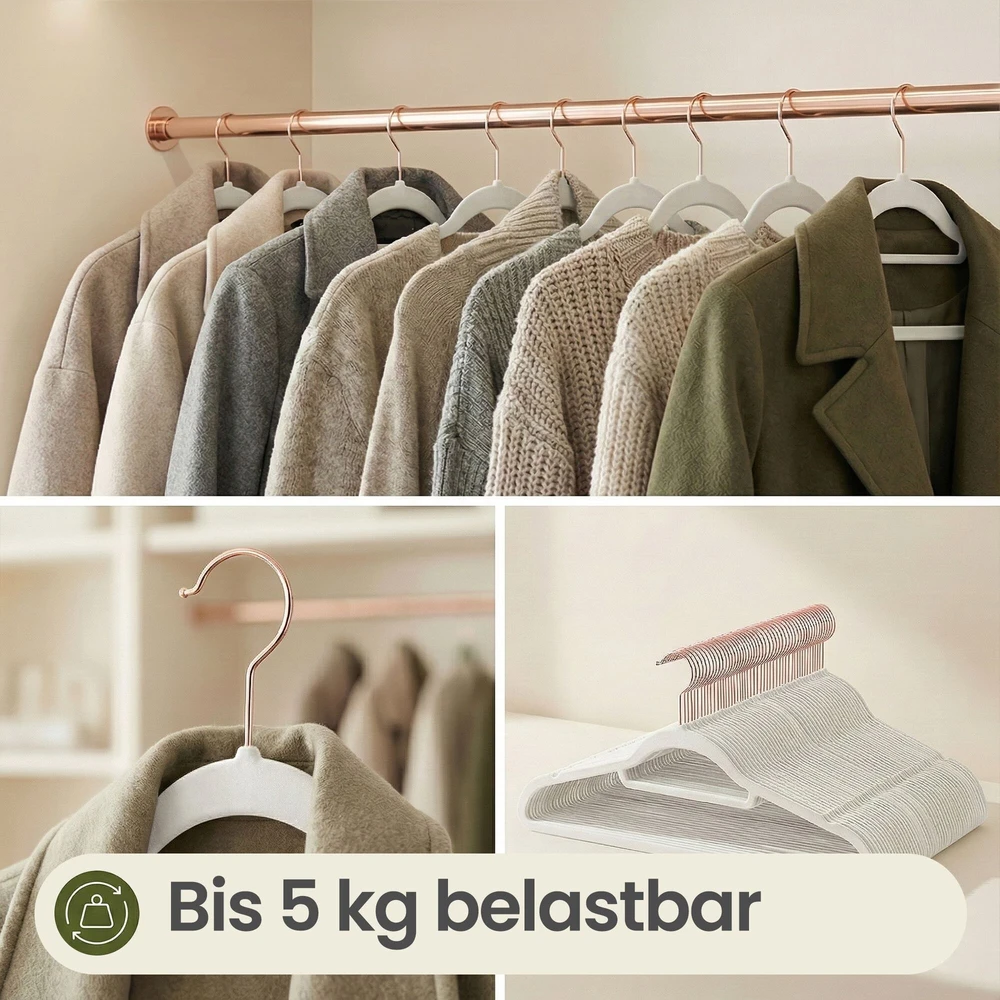 SONGMICS aksominiai drabužių pakabai, 50 vnt. rinkinys