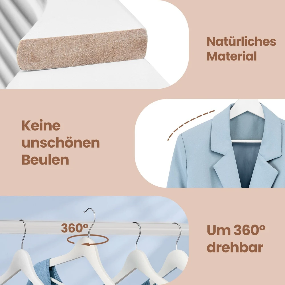 Songmics Kelnės pakabos, 30 vnt. rinkinys, medinės pakabos