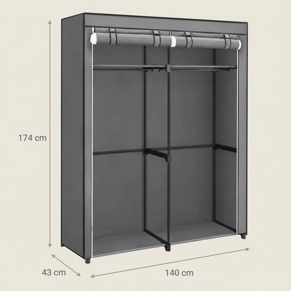 Songmics Drabužių spinta, 140x43x174 cm, Pilka