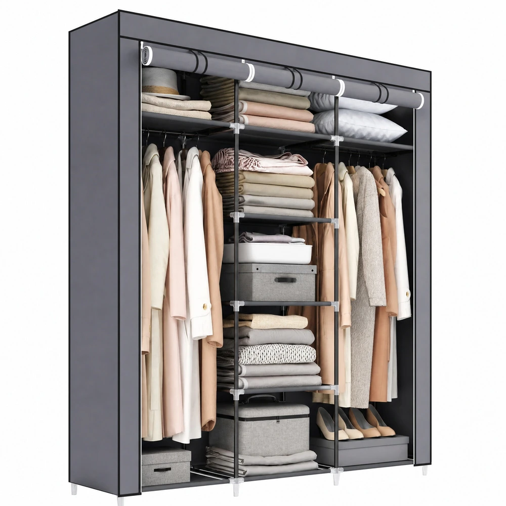 Songmics Audinių spinta 150 x 175 cm pilka