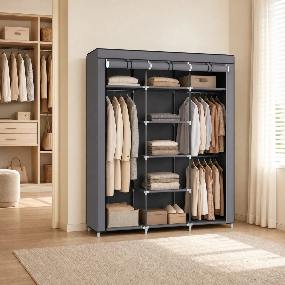 Songmics Audinių spinta 150 x 175 cm pilka