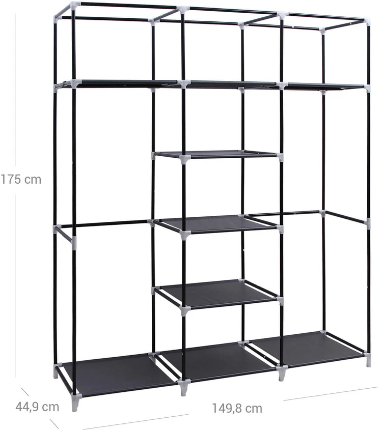 Songmics Didelė medžiaginė spinta 175 x 150 cm Pilka