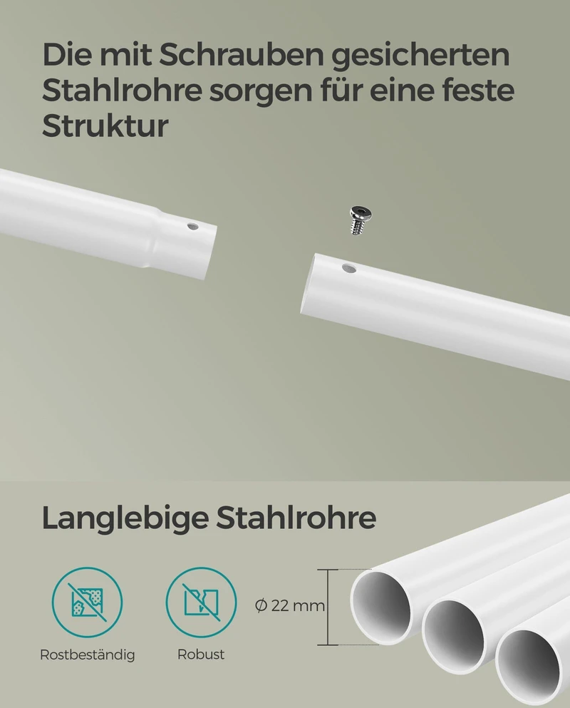 Songmics Drabužių lentyna ant ratukų ąžuolo spalvos-kreminės baltos spalvos