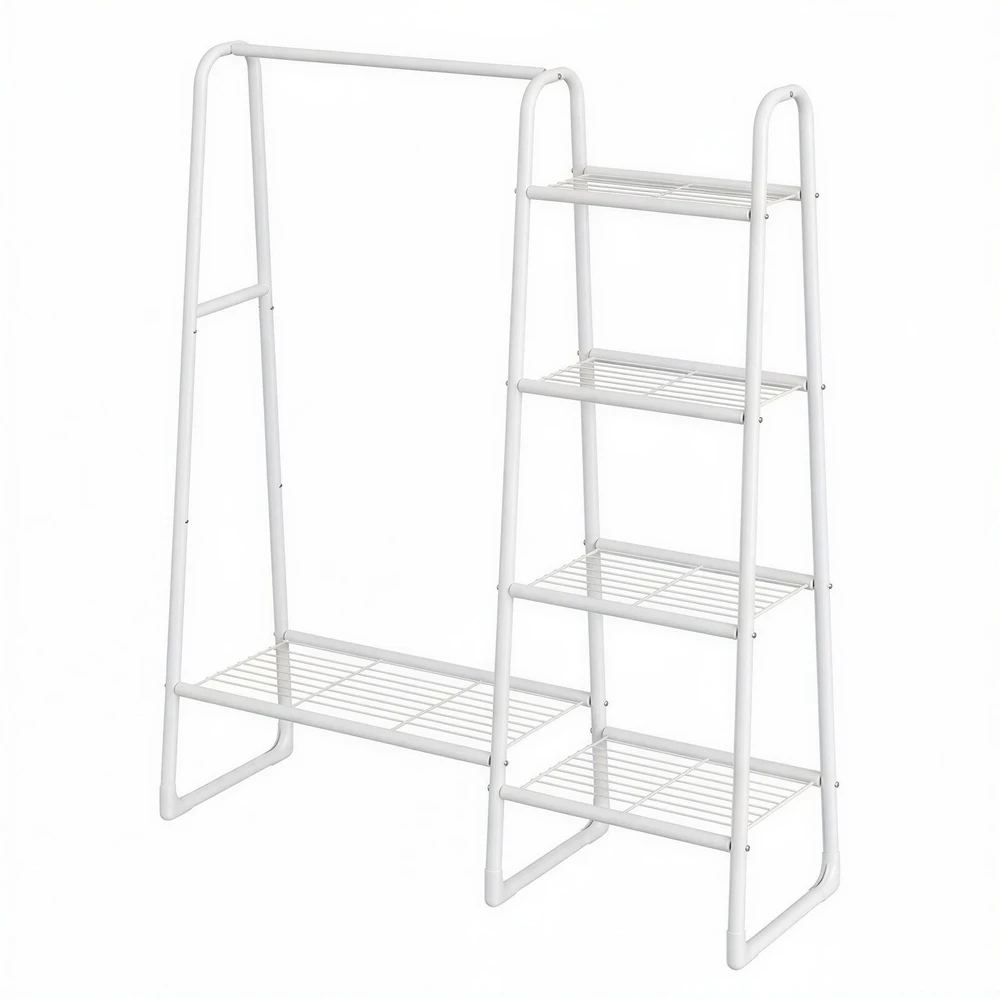 Songmics Drabužių stovas su 5 lentynomis, baltas, 40x101,7x153,3 cm