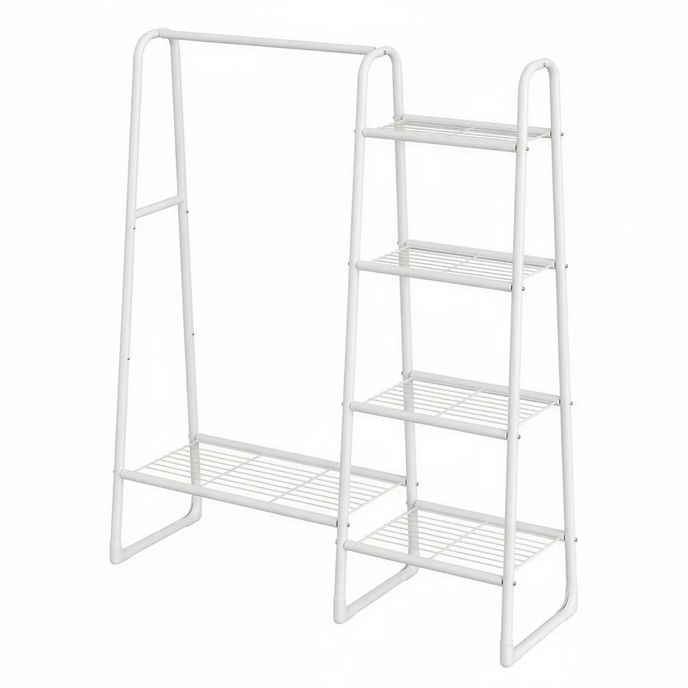 Songmics Drabužių stovas su 5 lentynomis, baltas, 40x101,7x153,3 cm