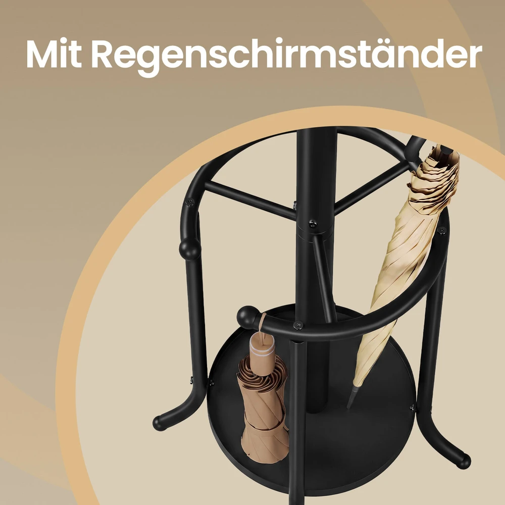 SONGMICS laisvai stovinti drabužių stovas, drabužių stovas su skėčių stovu, 12 kabliukai